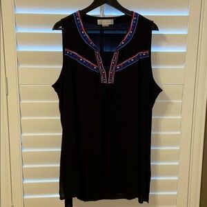 Kelly Renee Black Embroidered Tunic Sleeveless Top Size 1X